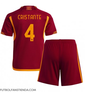 AS Roma Bryan Cristante #4 Primera Equipación Niños 2023-24 Manga Corta (+ Pantalones cortos)